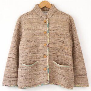 100% Silk Lagenlook Chore Jacket |‎ Artsy Textured Button Front